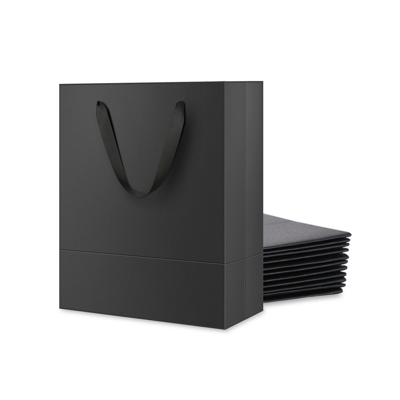 12 Pack Matte Black Gift Bags 7x4x9 Inches with Handles - Premium Small Gift Bags Bulk for Lightweight Gifts, Parties, Birthdays, Weddings & All Occasions - Perfect for Jewelry, Candles, Cosmetics & Small Presents