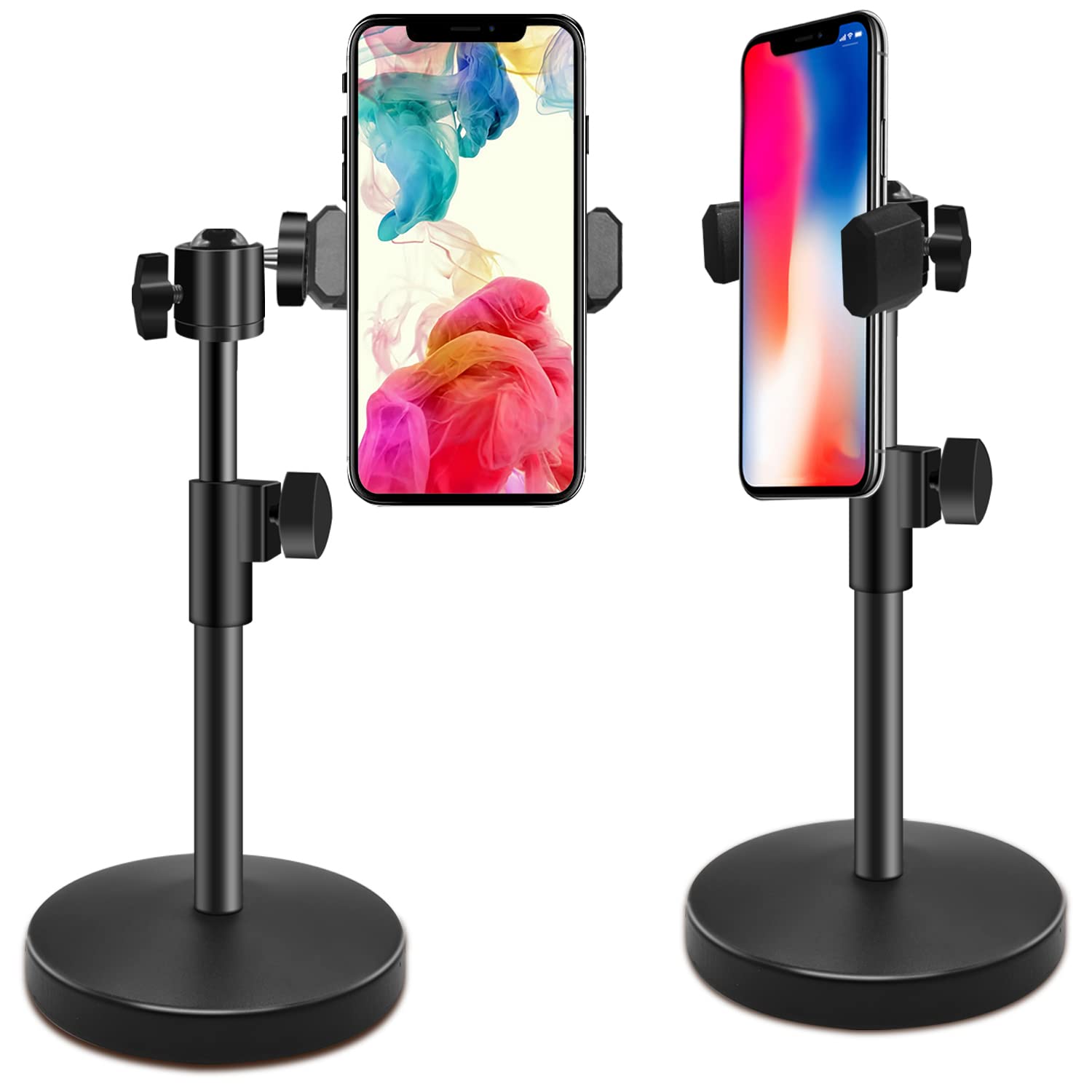 Adjustable Phone Stand for Desk - 360° Rotatable Phone Holder with Clip for iPhone 14/13/12 Pro, Samsung Galaxy S22, Webcams & Most Smartphones - Perfect for Video Recording, Zoom Meetings, Live Streaming & Hands-Free Viewing