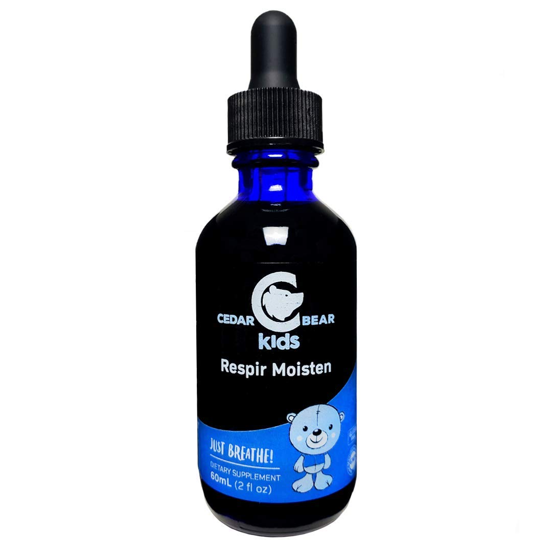 Cedar Bear RespirMoisten for Kids - Herbal Liquid Supplement to Moisturize & Soothe Irritated Respiratory Tissues, Relieve Occasional Dry Coughs (2 Fl Oz) - Ideal for Children's Seasonal Allergies & Cold Relief