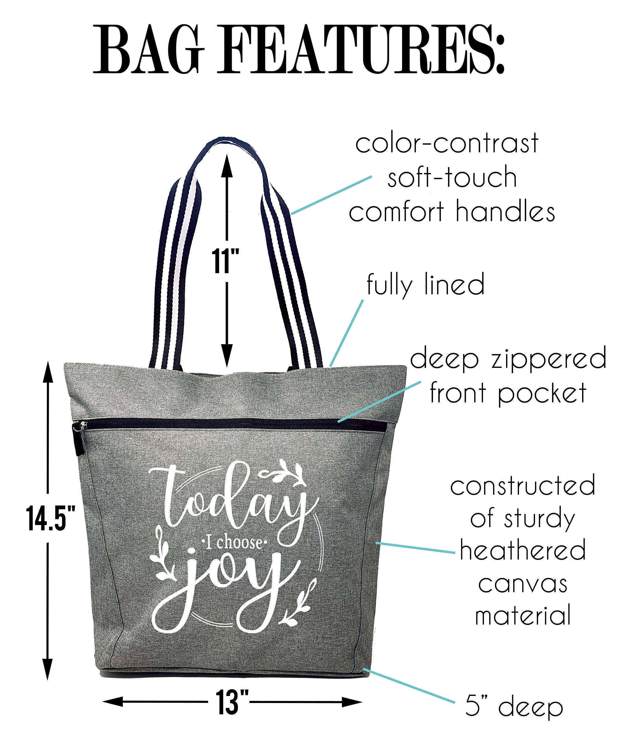 Brooke & Jess Designs Large Zippered Inspirational Tote Bags for Women - Christian Gift Ideas - Perfect for Church, Bible Study & Everyday Use