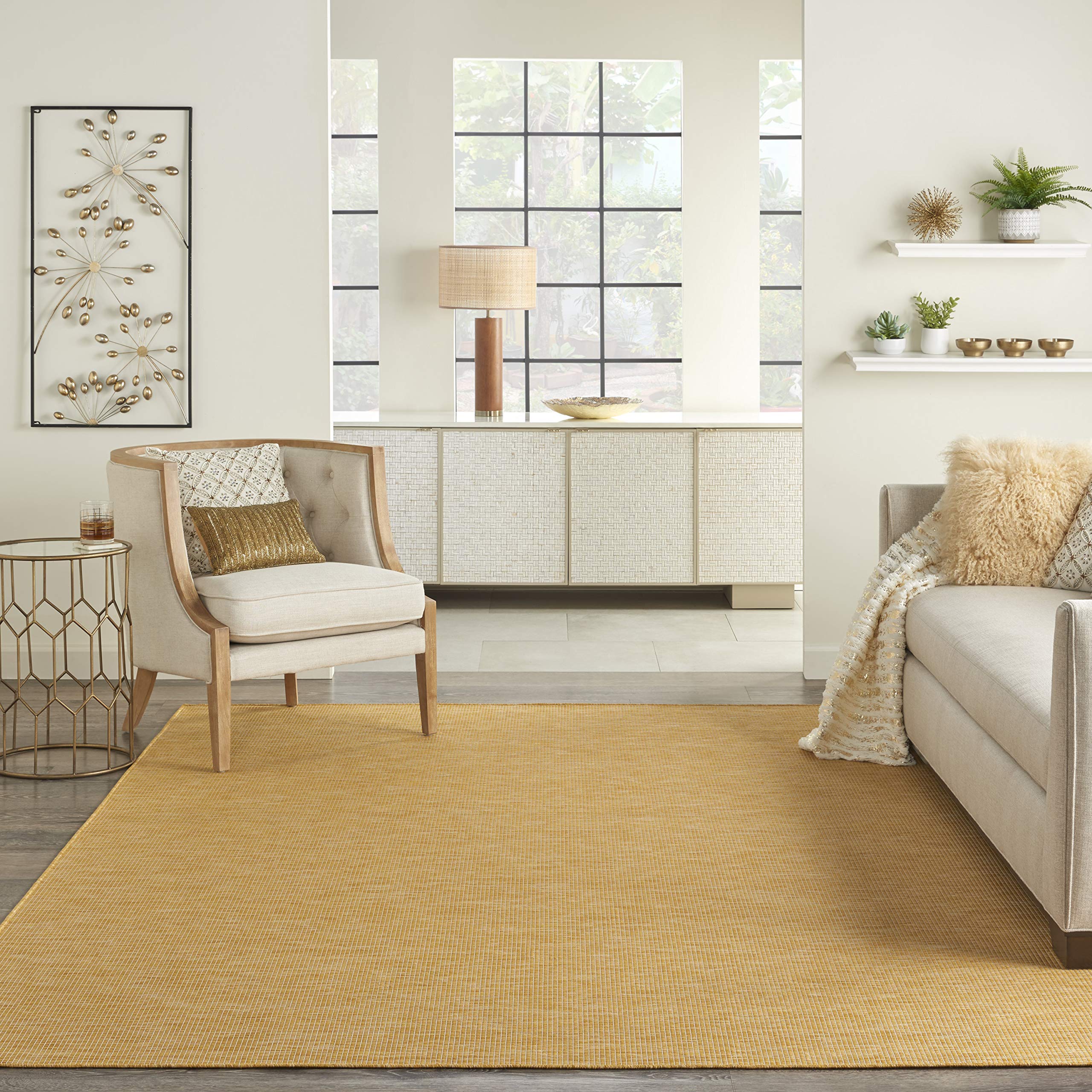 Nourison Positano 5' x 7' Indoor/Outdoor Area Rug - Yellow, Easy to Clean, Non-Shedding for Bedroom, Living Room, Dining Room, Backyard, Deck & Patio | Perfect for Home Decor, Outdoor Entertaining & High-Traffic Areas (5x7)