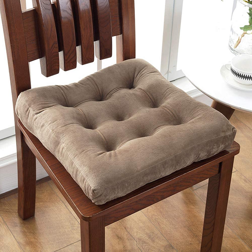 Premium Solid Velvet Chair Cushion - Washable, Soft & Non-Slip Square Seat Pad (16