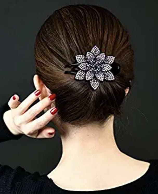 Sparkling Rhinestone Hair Claw Clips - Crystal Flower Barrettes for Women & Girls | Non-Slip Hair Clips for Thick Long Hair | Perfect for Weddings, Mother's Day Gifts & Everyday Hairstyles (Multicolor, 1 Piece)