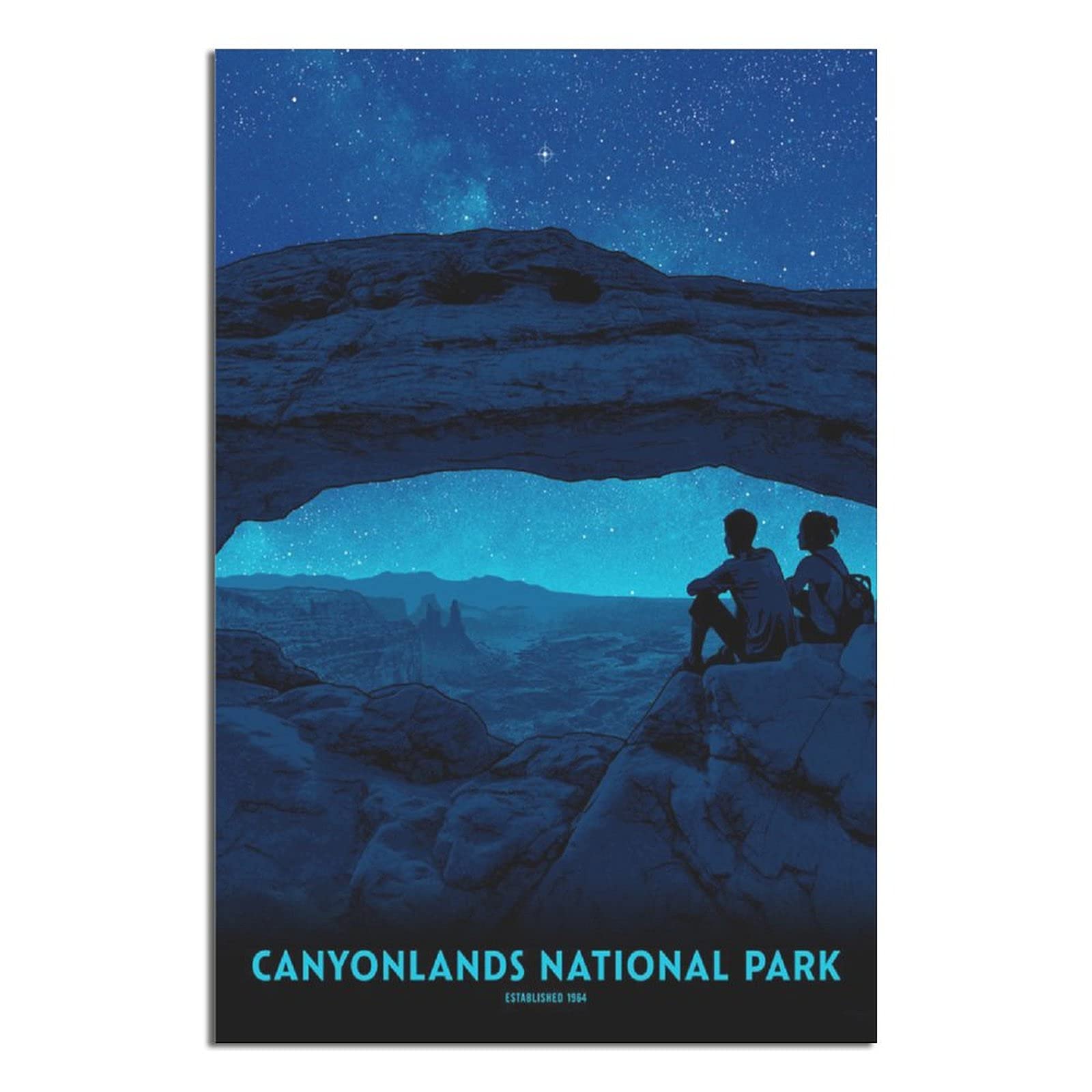 Vintage National Park Travel Poster - Canyonlands Night Stars Canvas Wall Art, Modern Home Decor for Living Room, Bedroom & Office - Perfect Gift for Nature Lovers & Birthday Presents - Ideal for Home, Office & Cabin Decoration