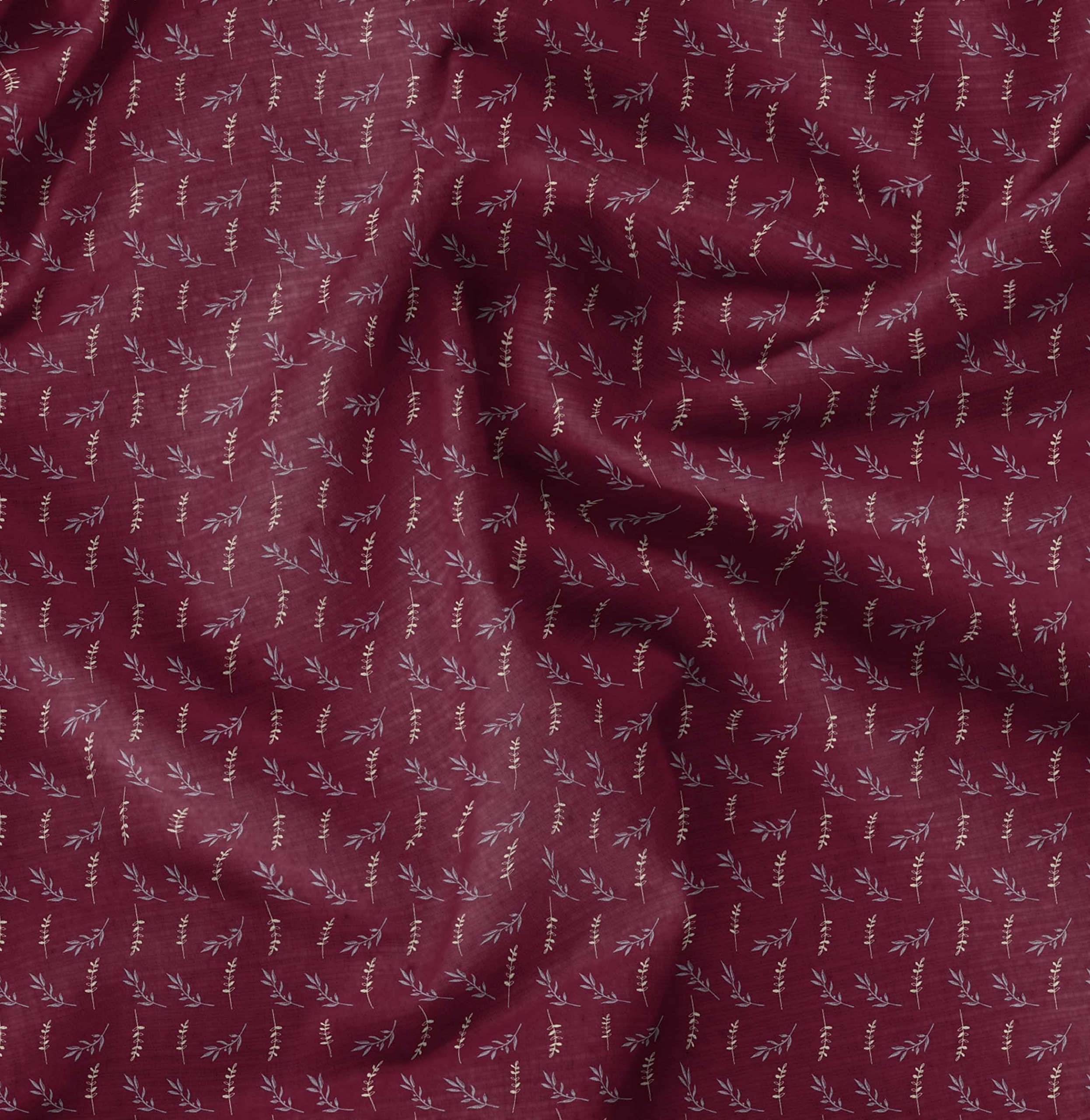Soimoi Moss Georgette Red Fabric by The Yard - 42 Inch Wide Leaves Print Fabric for Dresses, Scarves & Home Decor | Nature-Inspired Elegant Printed Fabric for DIY Fashion & Interior Design Projects