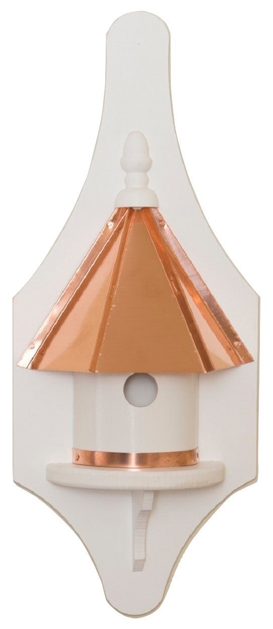 ½ Wall Mount Birdhouse with Copper Roof & Trim - Durable Vinyl Bird House for Outdoor Garden Decoration - Perfect for Attracting Wild Birds to Your Backyard