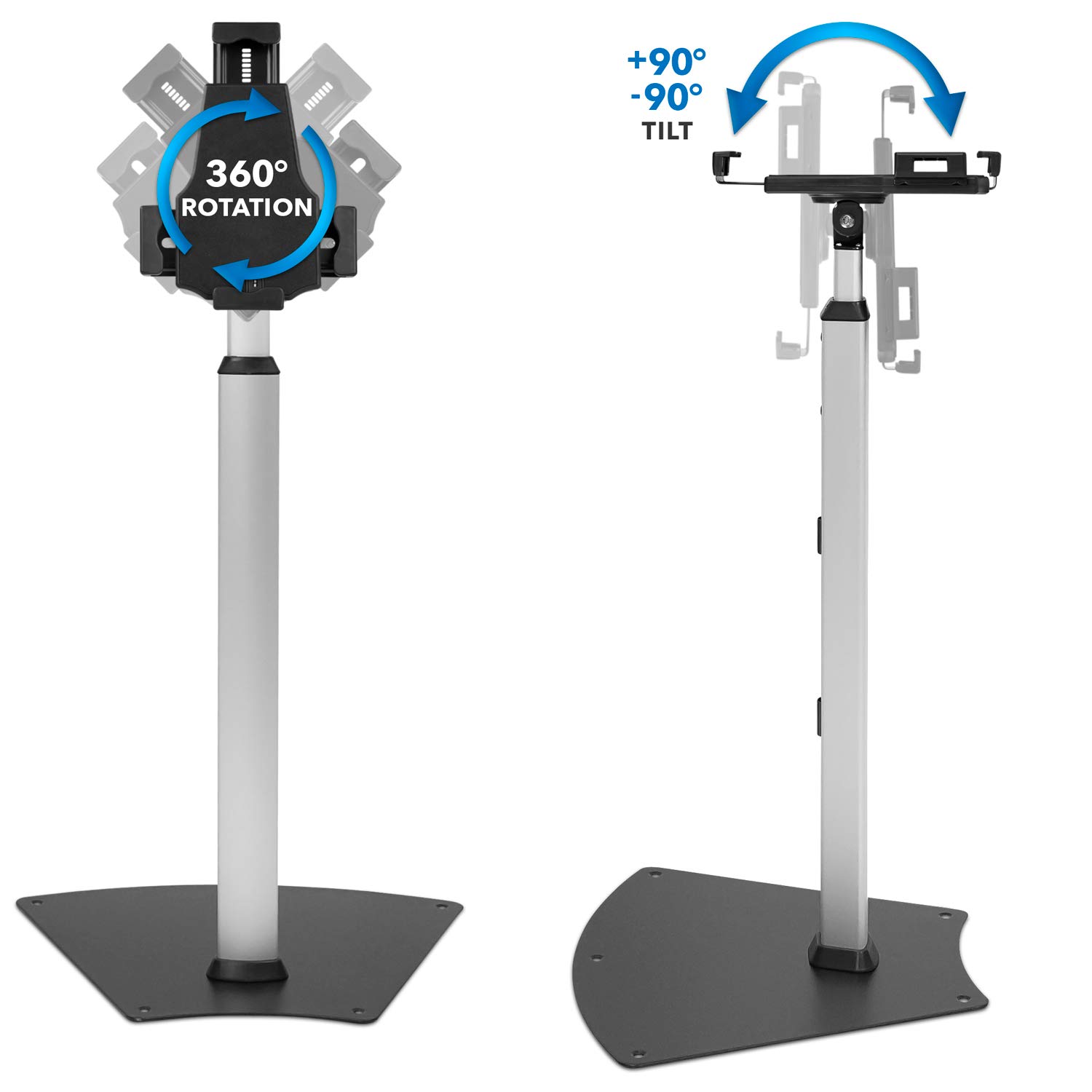 Mount-It! Universal Anti-Theft Tablet Floor Stand - Adjustable Height Kiosk Stand with Locking Mount for iPad, Galaxy Tab, Surface Go & 7.9