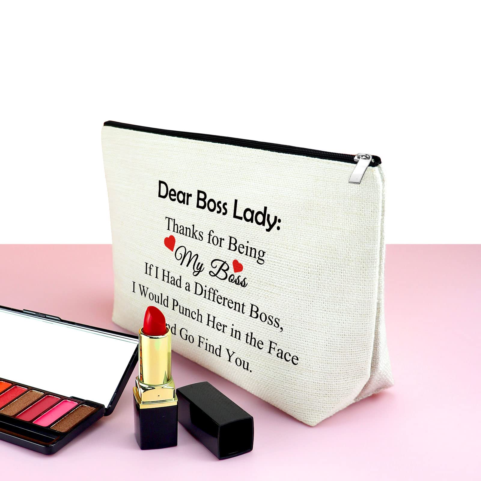 Funny Boss Gift for Women - Cute Makeup Bag Appreciation Present for Female Leaders, Retirement, Office, Coworkers | Perfect Thank You Gift, Birthday Present & Farewell Gift for Boss Lady | Great for Workplace Celebrations, Colleague Recognition & Special Occasions