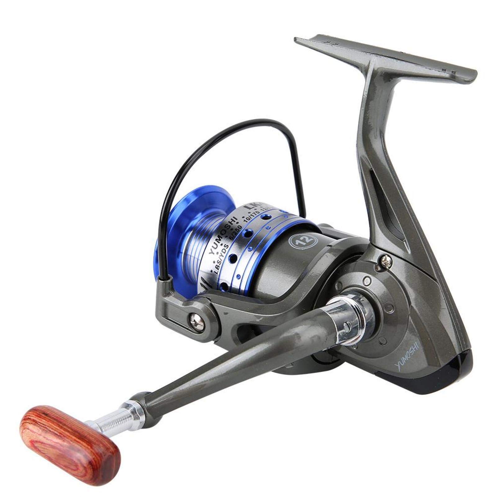 Shanrya Gray Blue One-Button Folding Fishing Reel - Saltwater & Freshwater Spinning Reel for Surf Casting, Boat Fishing, and Wild Angling | Perfect for Beach, Pier, and Deep Sea Fishing Adventures