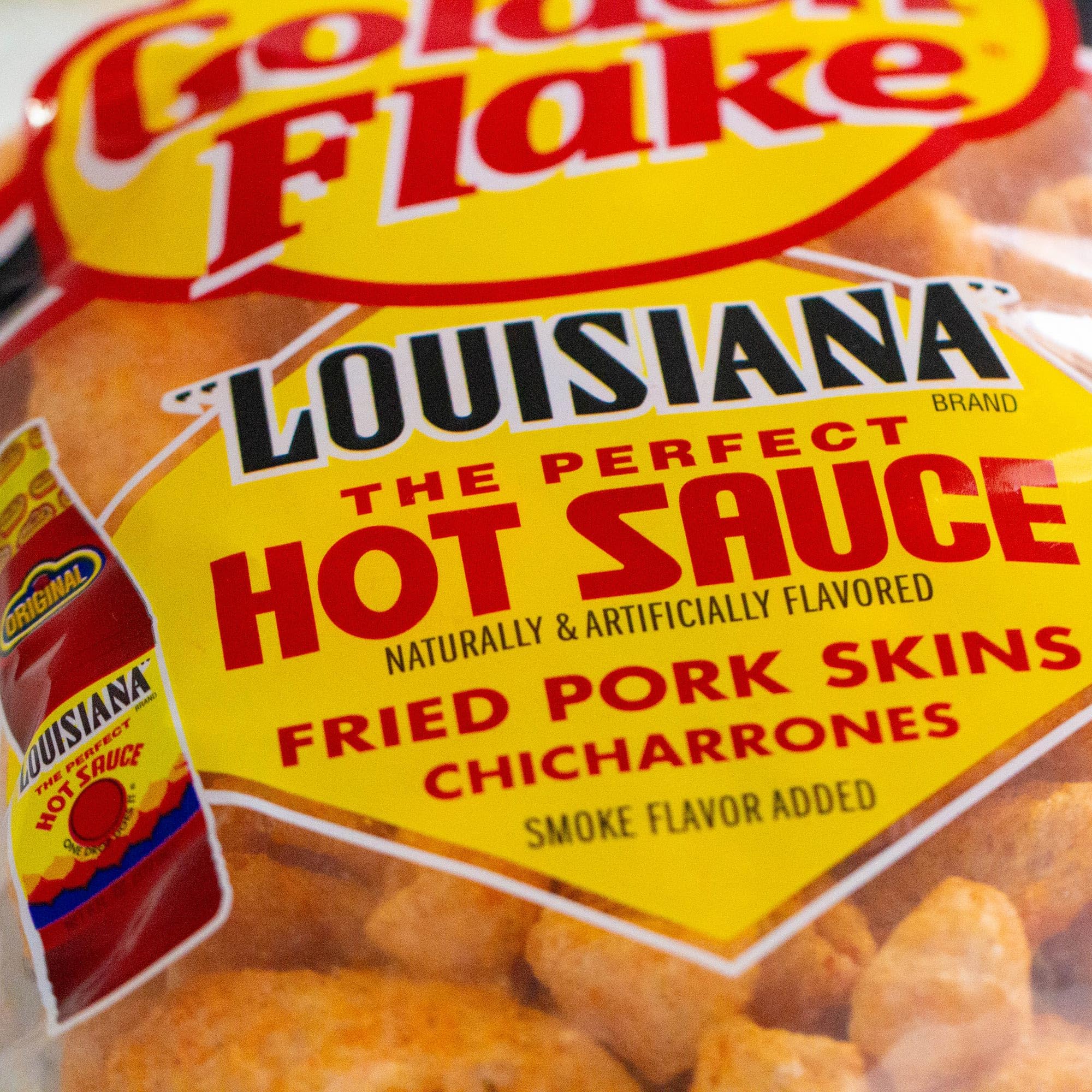 Utz Golden Flake Louisiana Hot Sauce Chicharrones - Crispy Hot Fried Pork Skins (4 Pack, 4oz Bags) - Spicy Snack for Parties, Game Day & Keto Diet