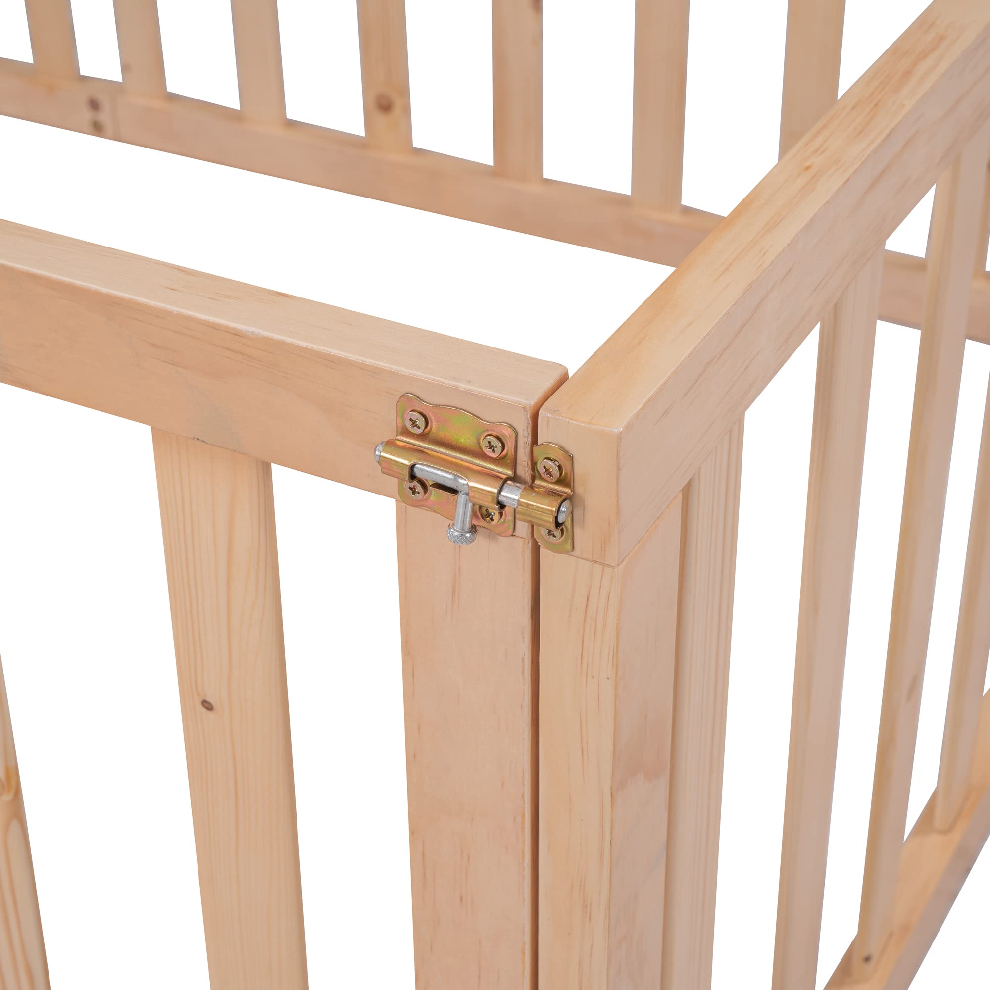 Bellemave Twin Floor Bed with Safety Fence & Door - Montessori Kids Bed Without Slats - Natural Wood Toddler Bed for Boys & Girls - Perfect for Montessori Bedrooms & Safe Sleep Training