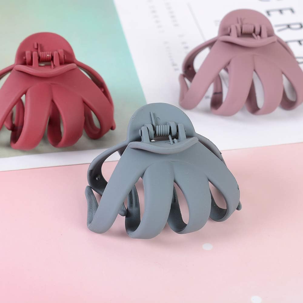 6-Pack Medium Hair Claw Clips for Women - Non-Slip Grip Octopus Jaw Clips, Matte Finish Thick Hair Clips for Daily Hairstyles | Perfect for School, Work, Gym and Travel Hairstyling Accessories