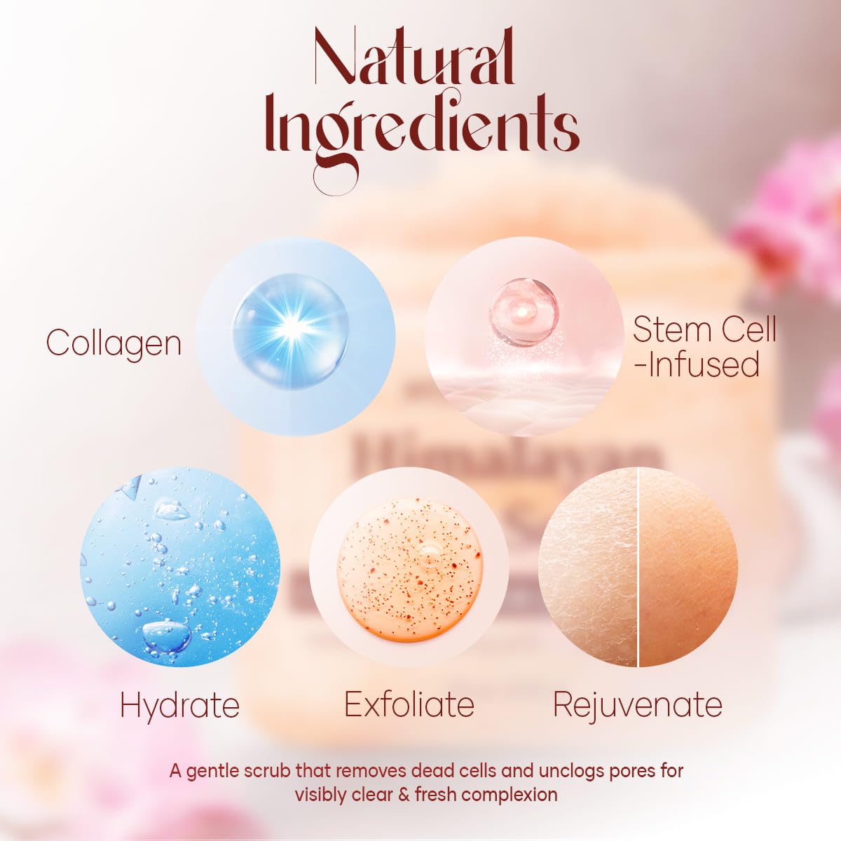 Himalayan Salt Body Scrub 12 oz - Collagen & Stem Cell Enriched Exfoliator for Cellulite, Acne & Scars - Deep Cleansing & Moisturizing Skin Treatment - Perfect for Spa Days & At-Home Self Care Routines