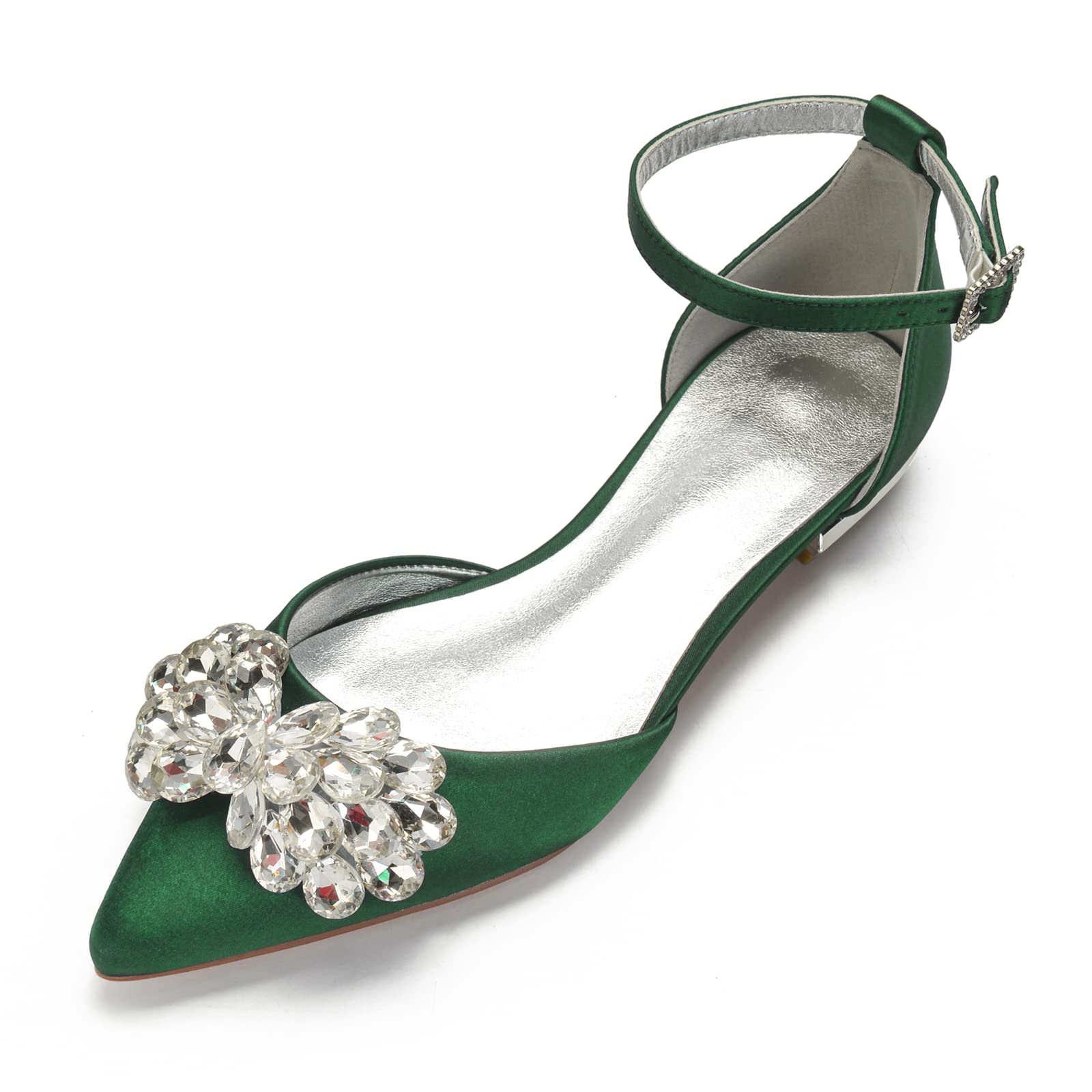 COMFASH Women's Comfortable Pointed Toe Flats - Wedding, Work & Business Shoes for Ladies - Ballet Style Dress Shoes for Bride & Dancing - Green UK 8 / EU 41 - Perfect for Office, Parties & Special Occasions