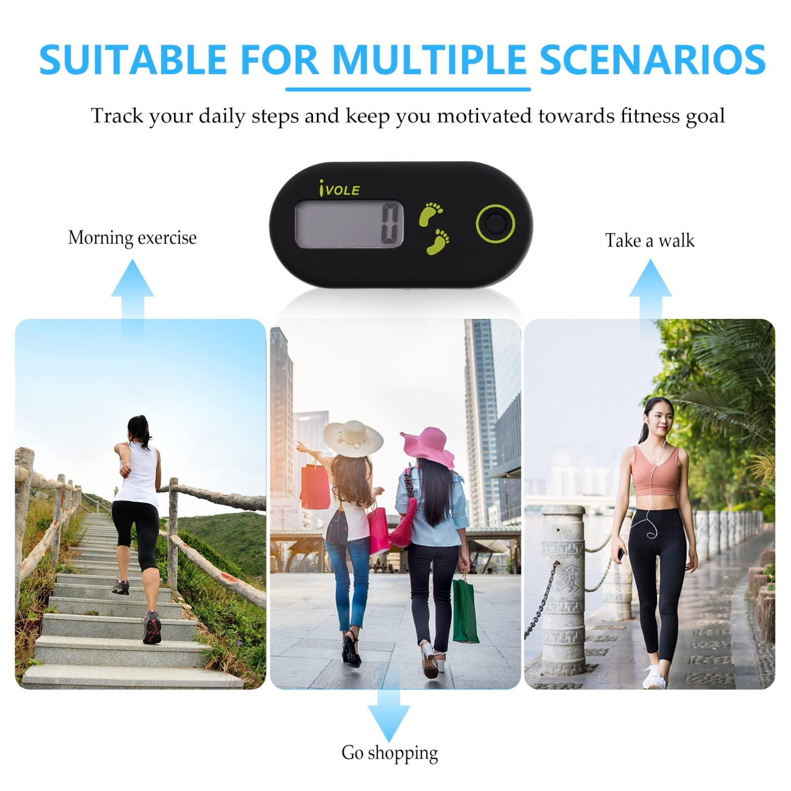 Homoyoyo 3D Digital Electronic Pedometer - Step Counter with Clip for Walking, Running & Fitness Tracking | Tracks Steps, Miles & Calories | Portable Activity Tracker for Daily Exercise, Weight Loss & Health Monitoring