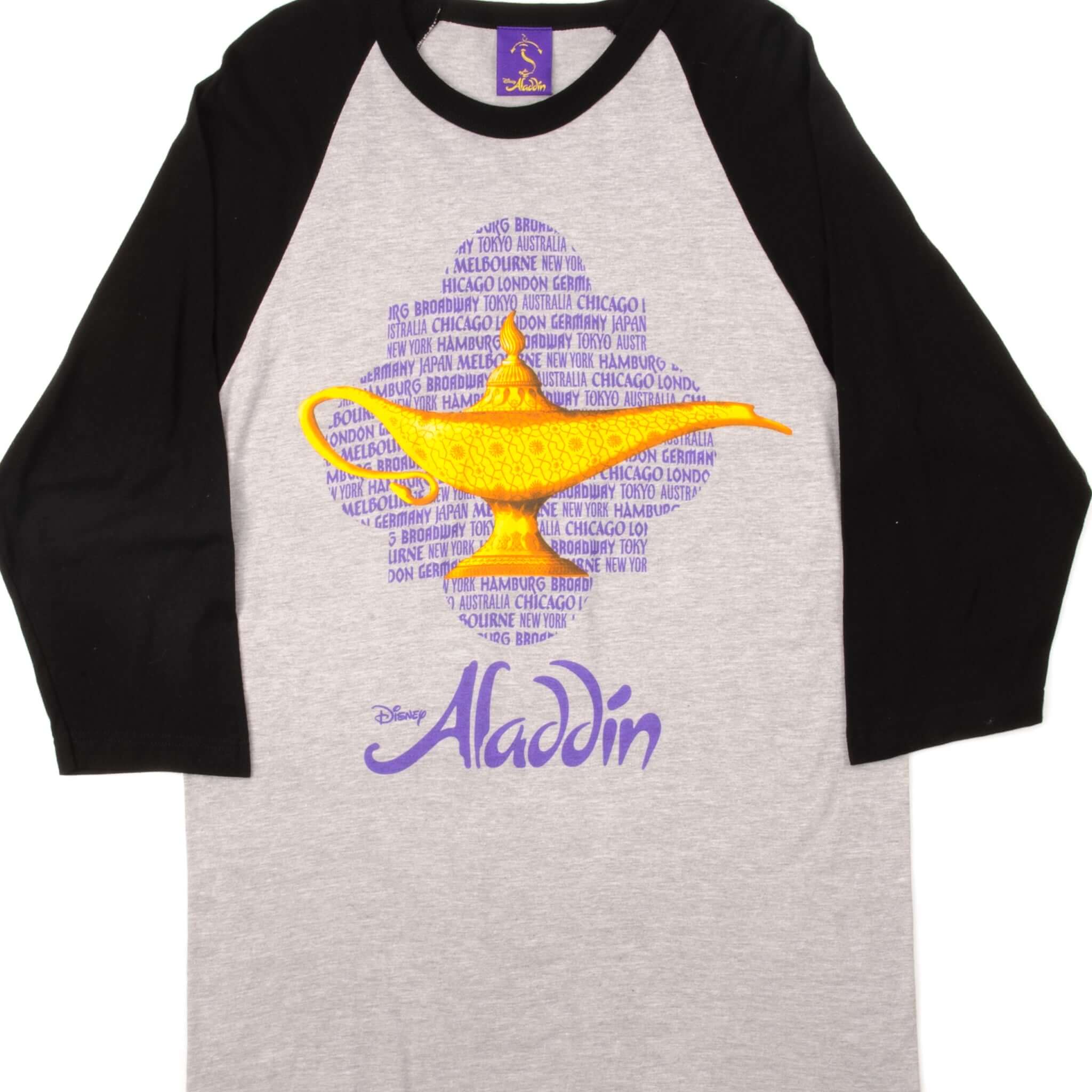 Vintage Disney Aladdin Raglan Tee Shirt - 90's Retro Graphic T-Shirt - Medium Size - Casual Wear & Disney Fan Collection