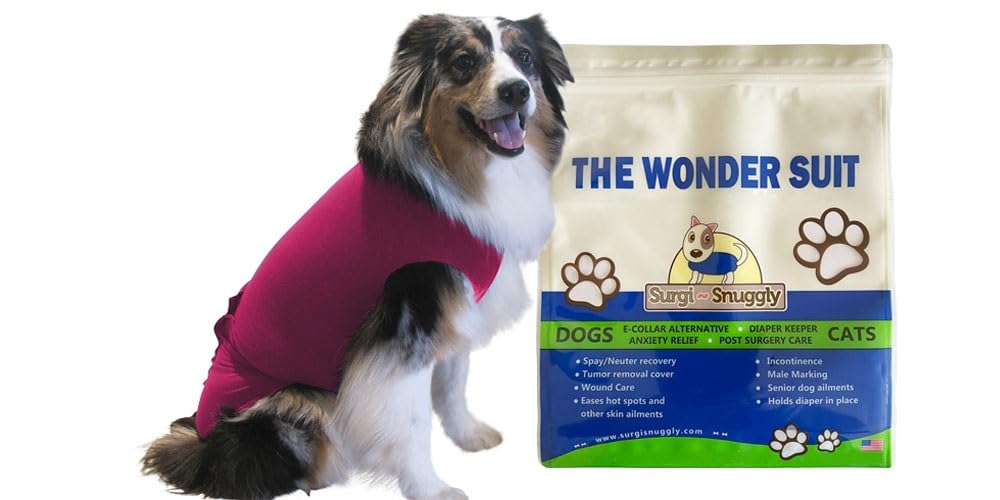 SurgiSnuggly Dog Surgery Recovery Suit - Post-Surgical Onesie for Spayed Female & Neutered Male Dogs | Cone Alternative | Sizes S/M/L/XL/XXL | Comfortable Bodysuit for Wound Protection & Healing | Perfect for Post-Op Care, Home Recovery & Vet Visits