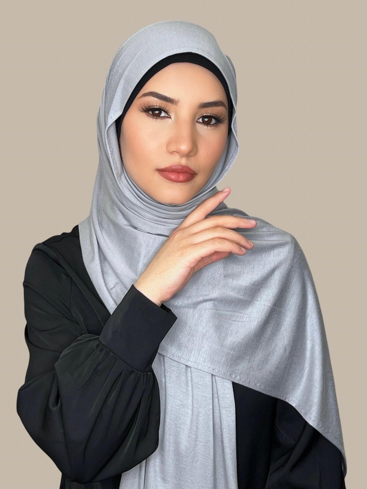 Classic Jersey Hijab in Steel Grey - Soft & Breathable Muslim Scarf for Women - Perfect for Daily Wear, Prayer, and Modest Fashion