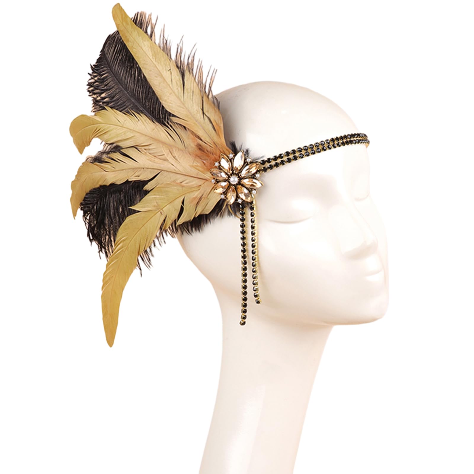 1920s Glistening Headband for Women - Vintage Flapper Headpiece with Feathers & Glitter - Perfect for Masquerade Parties, Gatsby Themed Events & Roaring 20s Costumes - Elegant Hair Accessory for Halloween, Cosplay & Retro Dances