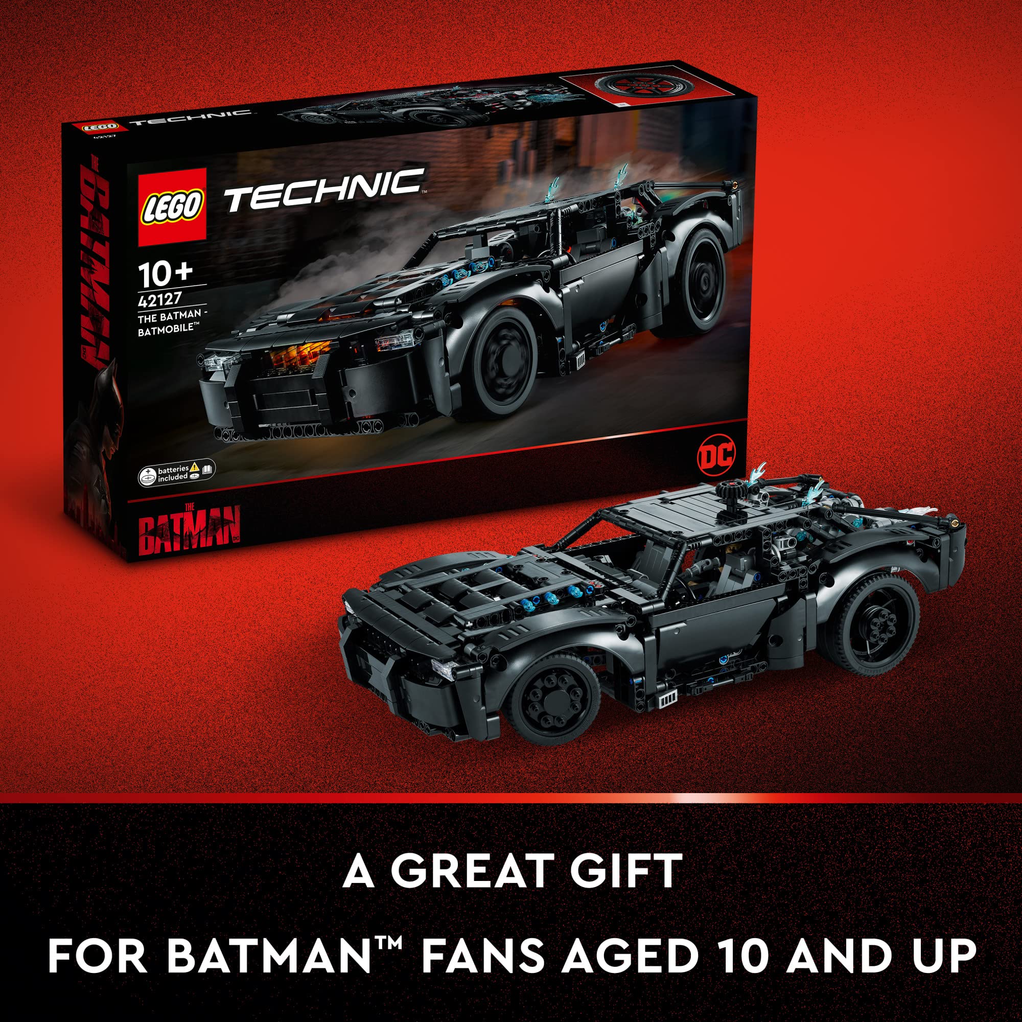 LEGO Technic The Batman – Batmobile 42127 Model Car Building Kit | 2022 Movie Collection | Superhero Toy for Kids & Teens with Light Bricks | Perfect for Play, Display & DC Comics Fans Gift