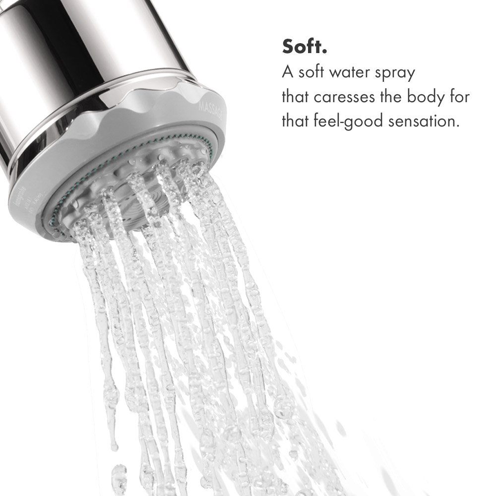 Hansgrohe Clubmaster 4-Inch Showerhead - Easy Clean & Install, 3-Spray Settings (Full, Pulsating Massage, Soft) with QuickClean Technology in Brushed Nickel (Model 28496821) - Perfect for Modern Bathrooms & Spa-Like Showers