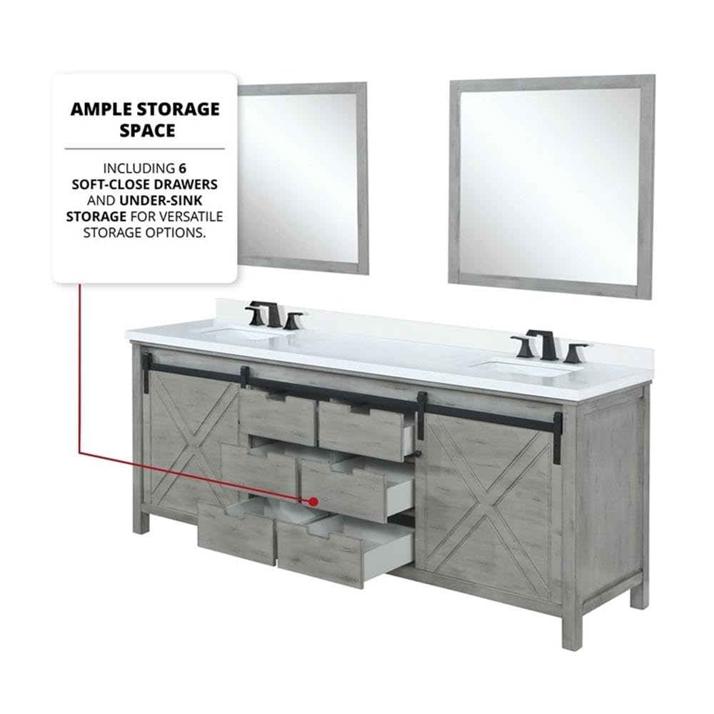 Marsyas 80 Inch Wide x 22 Inch Deep Double Bathroom Vanity in Ash Grey - Perfect for Master Bathroom Renovation and Modern Home Decor