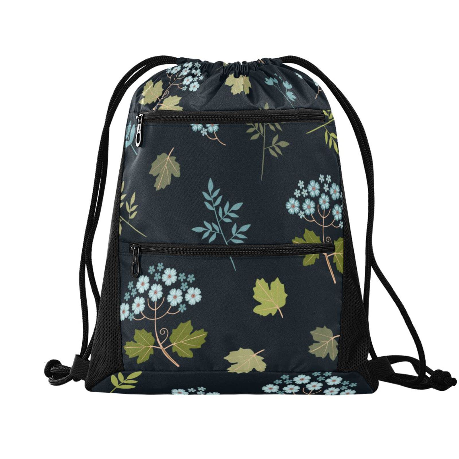 Lightweight Drawstring Backpack for Women & Men - Breathable Mesh Gym Sack with Zipper Pocket - Perfect for Sports, Yoga, Swimming & Shopping - Compact Cinch Bag (Pattern 268, One Size Fits All) - Ideal for Gym, Travel & Outdoor Activities