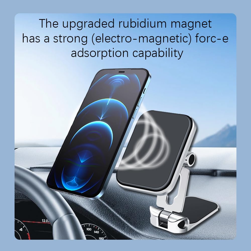 Mearo 360° Adjustable Magnetic Car Phone Mount, Universal Dashboard Phone Holder Stand for iPhone, Samsung & Smartphones, Perfect for Safe Driving & Hands-Free Navigation