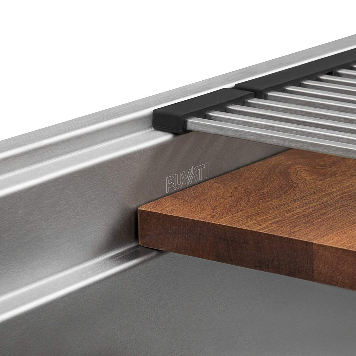 45 Inch Undermount Kitchen Sink - 16 Gauge Stainless Steel Two Tiered Workstation Sink with Ledge - Perfect for Commercial Kitchens & Home Renovations