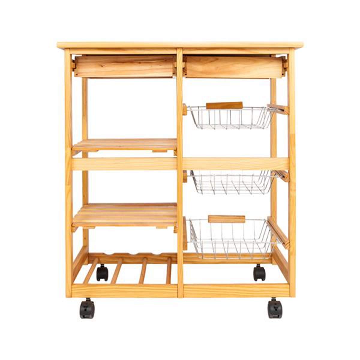 2-Drawer Rolling Kitchen Cart - Large Storage with Wheels for Dining Room