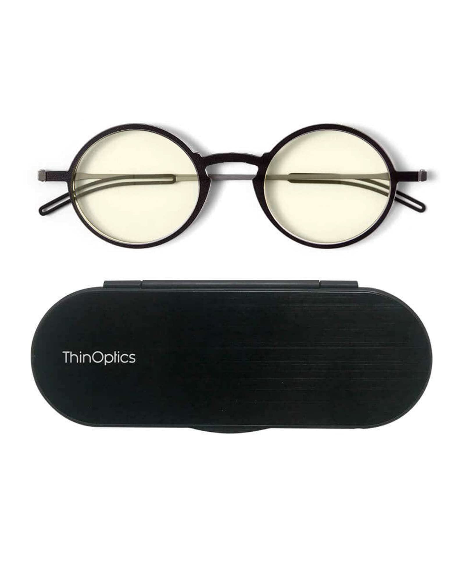 ThinOptics Manhattan Blue Light Blocking Glasses - Anti Eye Strain Round Reading Glasses for Computer & Phone Use - Perfect for Office, Gaming & Nighttime Screen Viewing