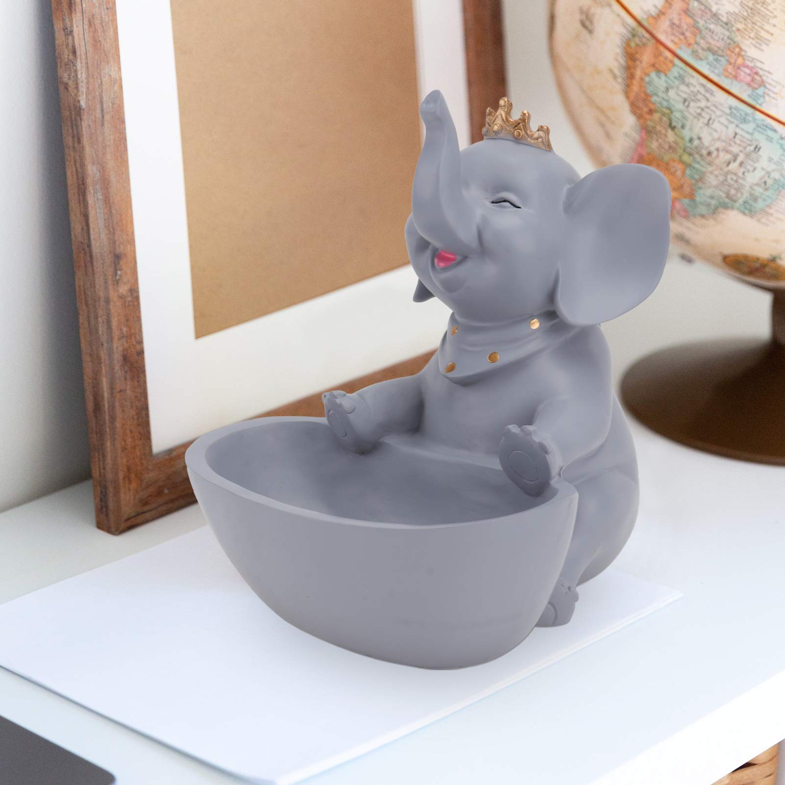 VICASKY Decorative Resin Elephant Candy Box - Key Tray, Jewelry Organizer, Home & Entryway Decor for Living Room, Bedroom, and Office Desktop