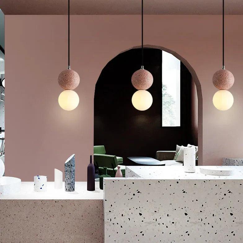 Modern Terrazzo Spherical LED Pendant Light - Stylish Ceiling Fixture for Dining Room, Kitchen Island, Living Room & Bedroom Lighting
