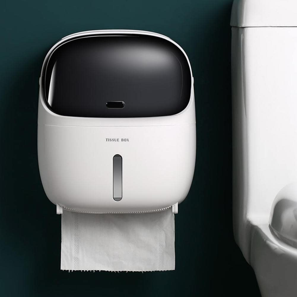 JINYISI Bathroom Tissue Holder - Wall Mounted Tissue Box Cover, Punch-Free Tissue Storage Organizer for Bathroom, Kitchen, Office & Home Decor