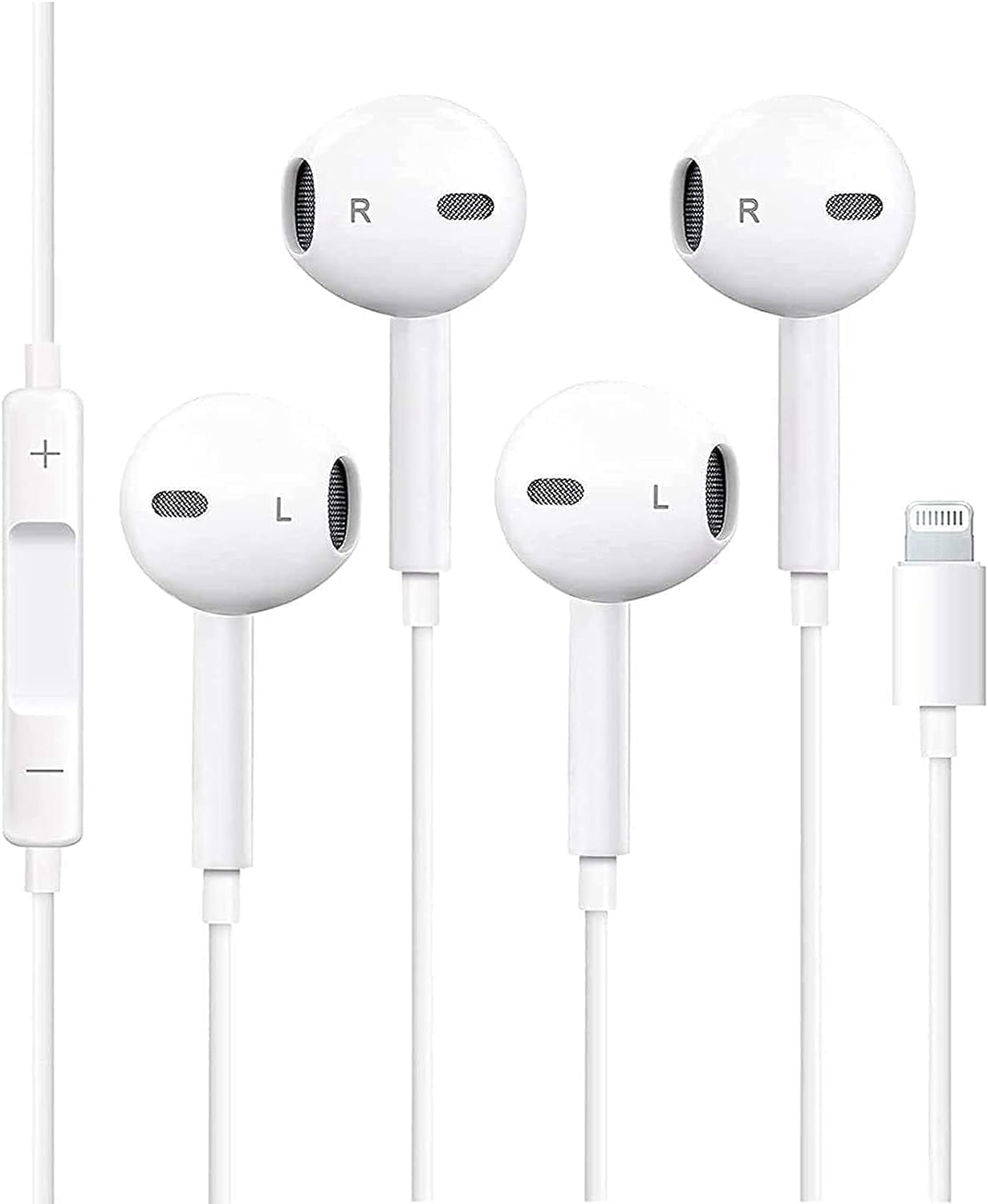 2 Pack Wired Earbuds with Built-in Mic & Volume Control - Noise Canceling Headphones for iPhone 14/13/12/11/SE/X/XR/XS/8/7 - Perfect for Gym, Commuting & Work Calls