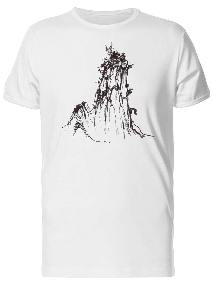 Men's Mountain Hand Drawing Graphic T-Shirt - Casual Wear for Outdoor Adventures & Hiking