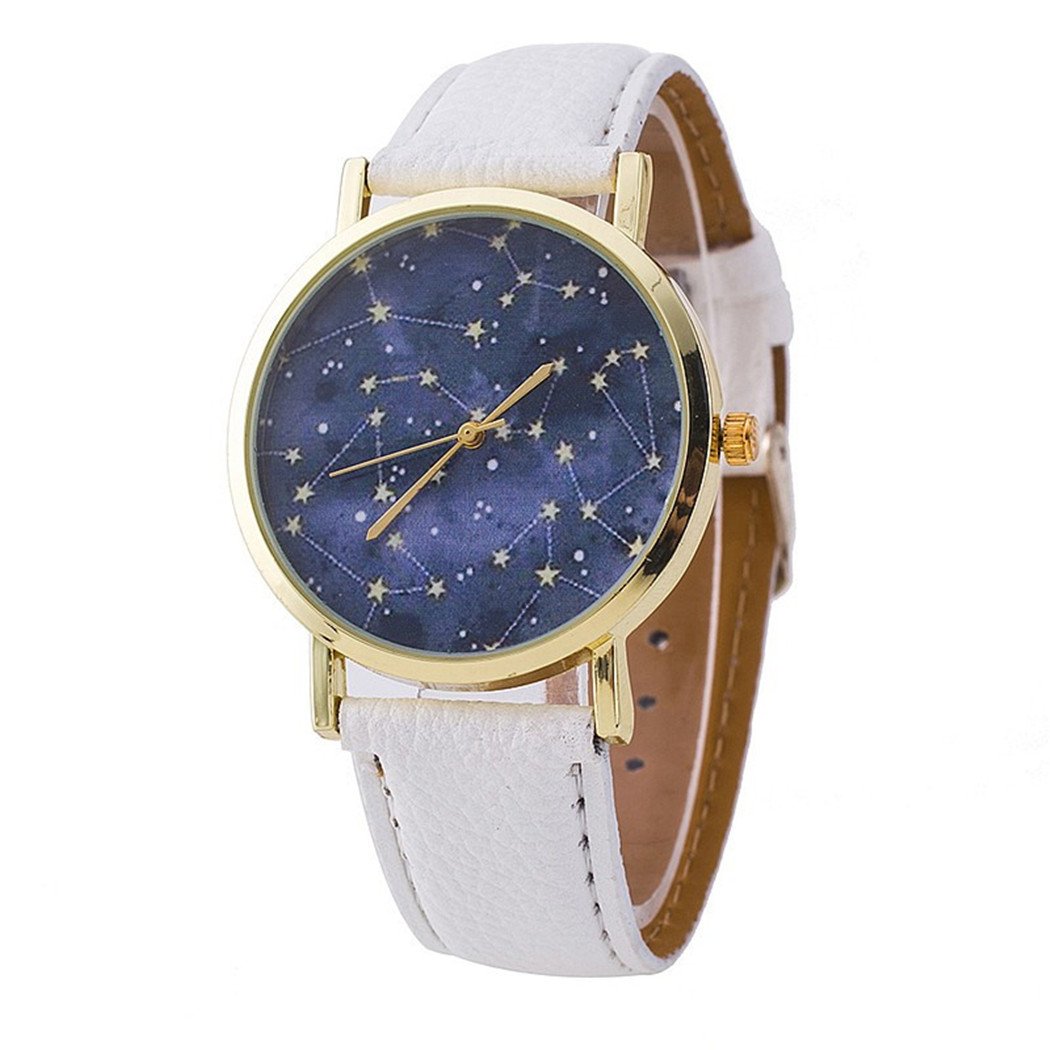 Vavna Unisex Constellation Dial Leather Quartz Watch - Stylish Starry Sky Design for Students & Casual Wear - Perfect for School, Work & Everyday Use