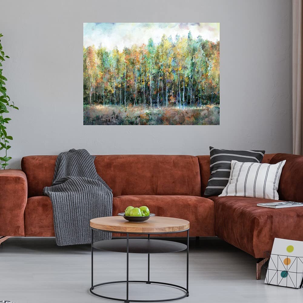 Prismatic Treeline Canvas Wall Art - Modern Fine Art Painting for Home & Office Decor - Ready to Hang 56x42 Inches - Perfect for Living Room, Bedroom, Bathroom, Kitchen, Office, Bar & Dining Room - Adds Elegance to Any Space