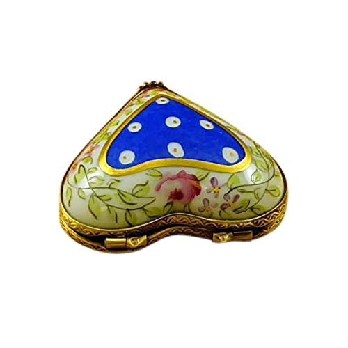 Rochard Blue Heart with Flowers Limoges Porcelain Jewelry Box - Elegant Hand-Painted French Trinket Box for Jewelry Storage & Gift Giving