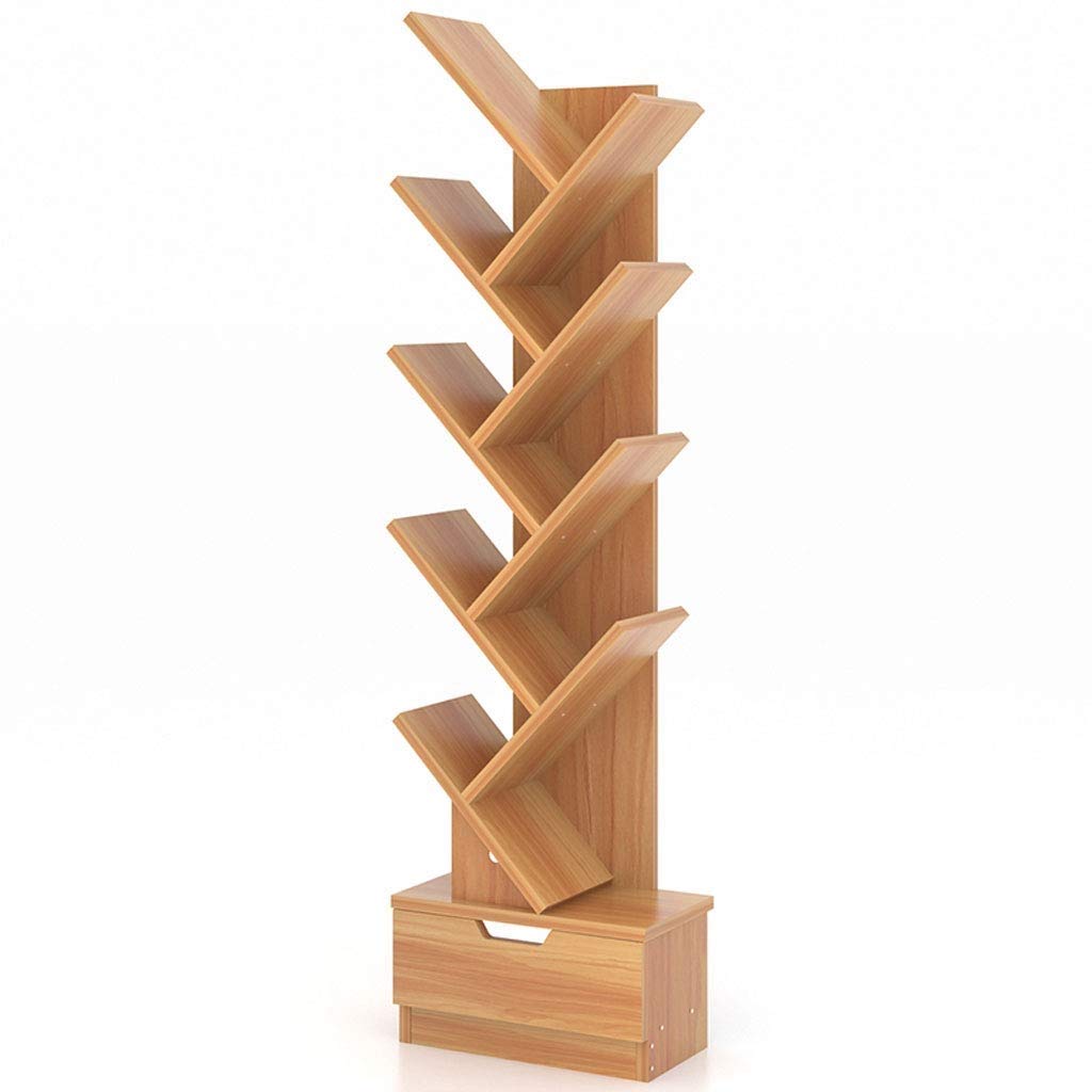 Modern Bookshelf for Study Room - Space Saving Bookcase & Storage Organizer for Bedroom, Living Room & Office - Wooden Display Shelf for Books, Decor & Stereo Equipment