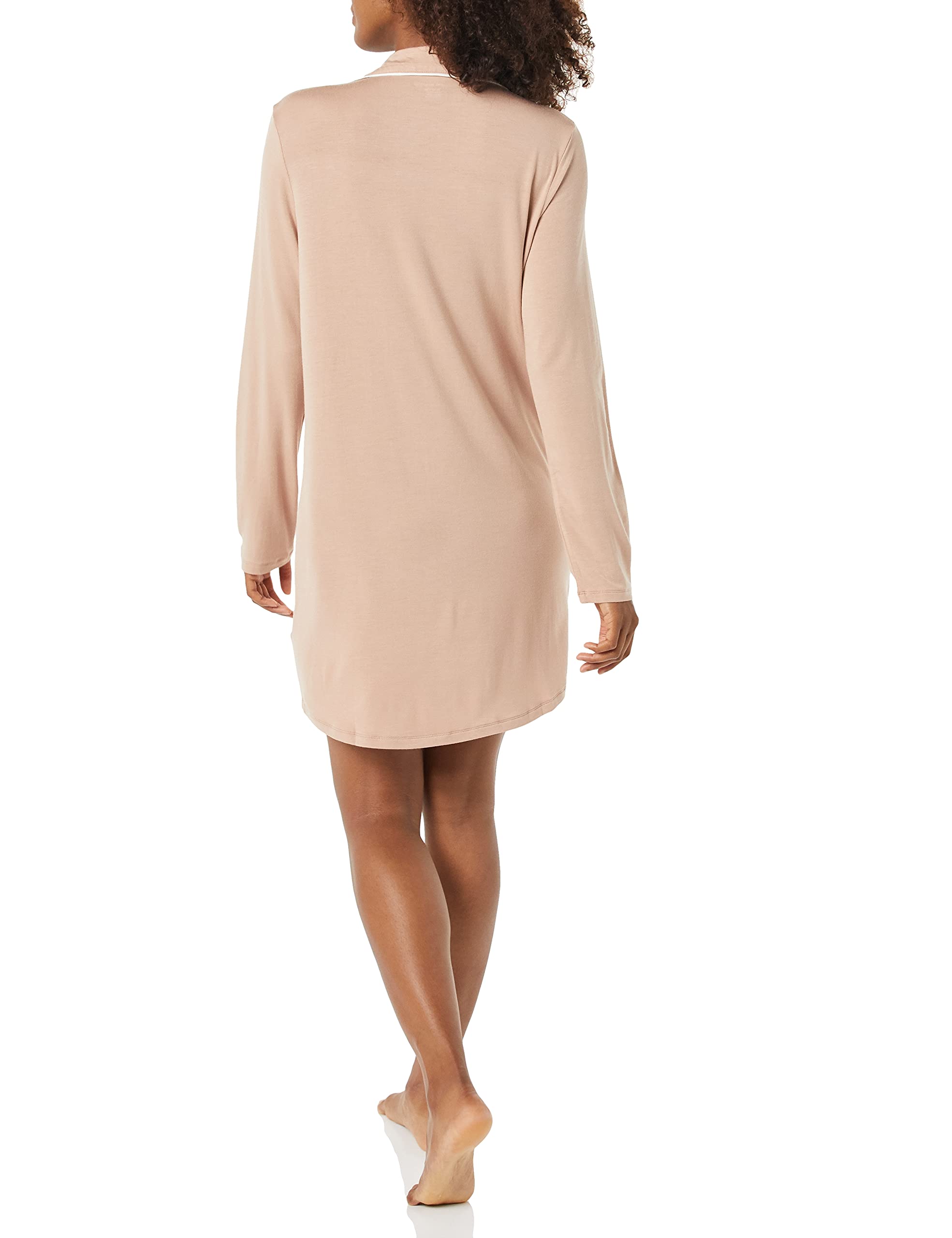 Amazon Essentials Women's Piped Nightshirt - Soft Cotton Sleepwear for Women & Plus Size (Perfect for Relaxing at Home, Lounging & Comfortable Sleep)