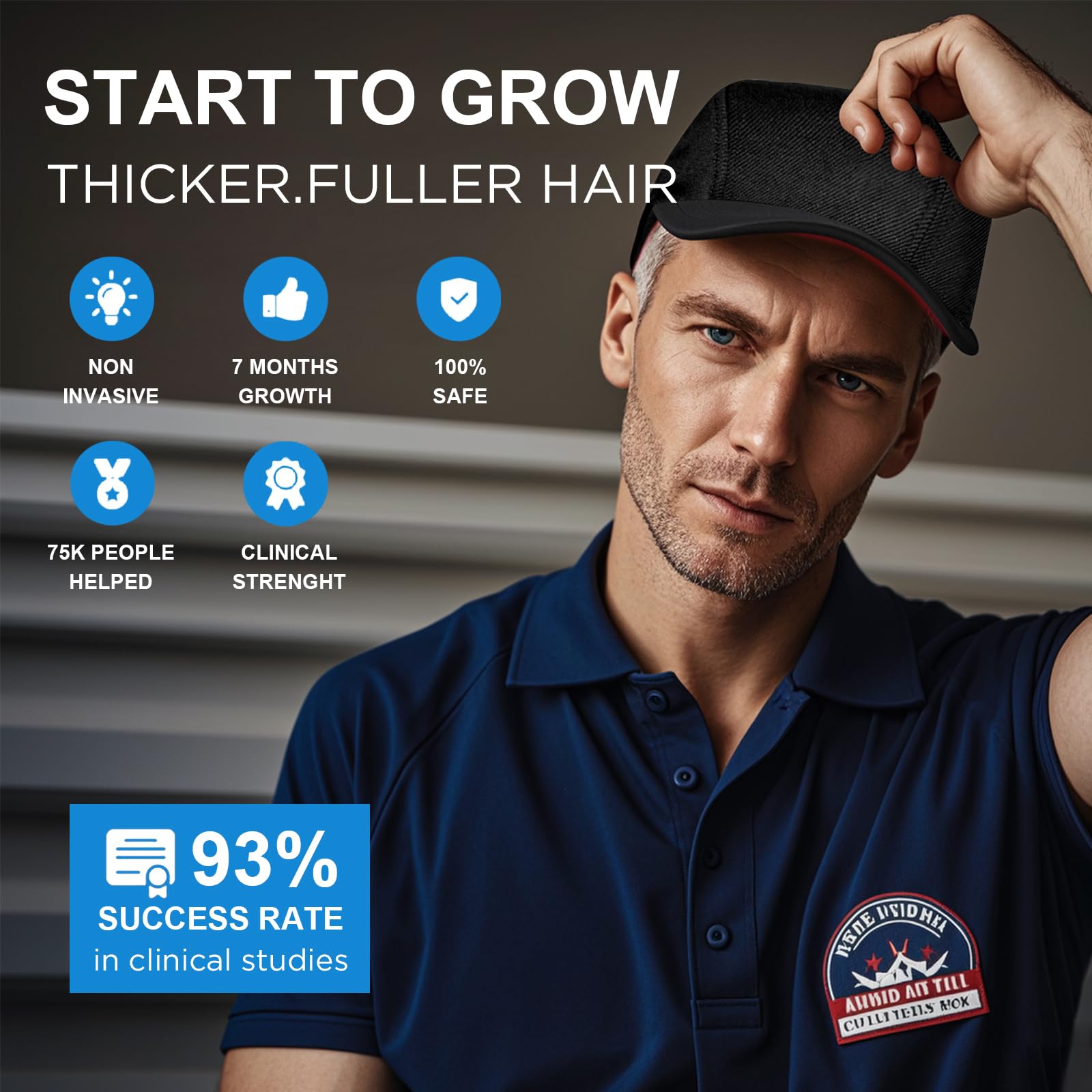 Laser Hair Growth Cap for Women & Men - FDA Cleared Low Level Laser Therapy (LLLT) Device to Stimulate Hair Regrowth - Perfect for Home Use & Hair Loss Treatment