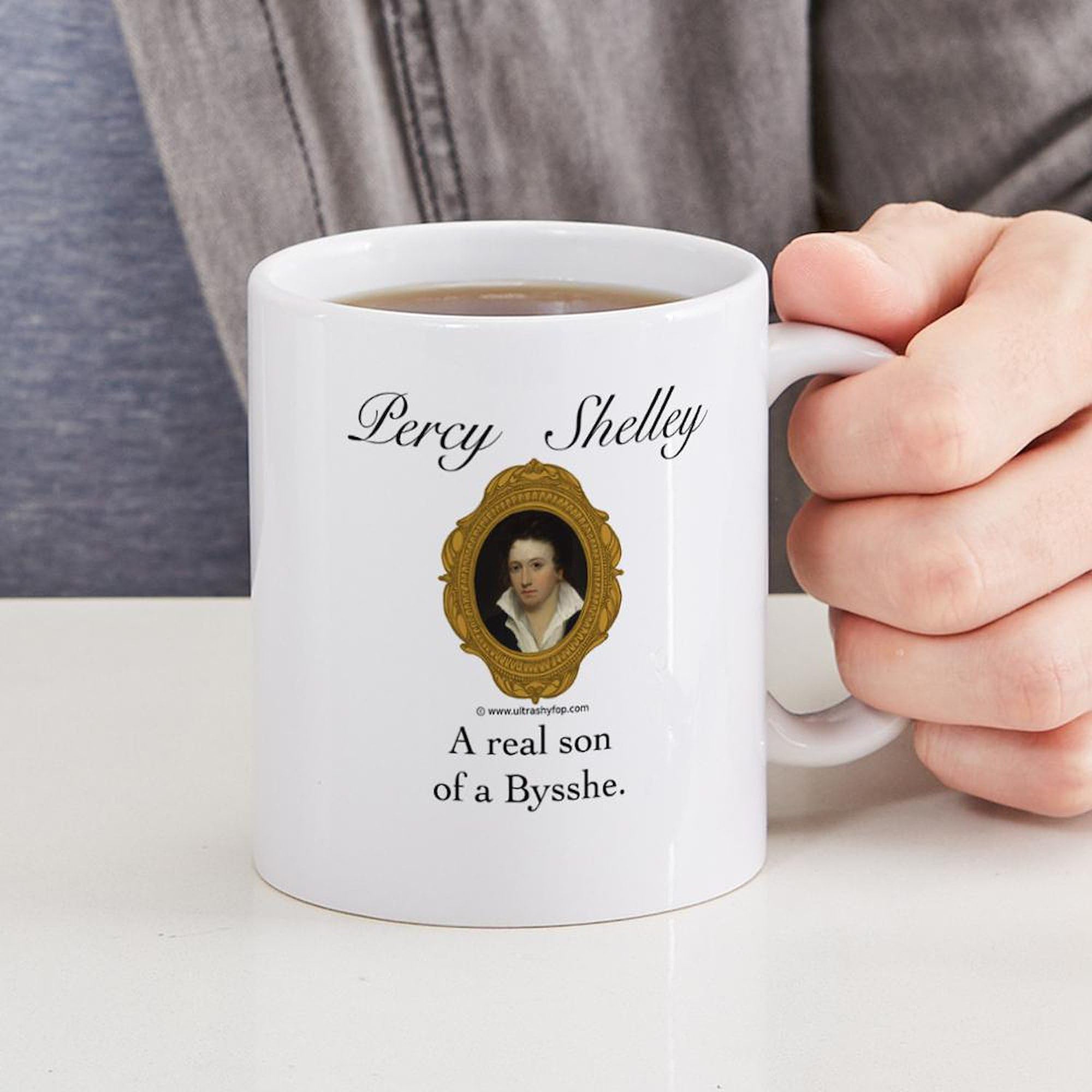 Percy Shelley 11 oz (325 ml) Ceramic Coffee Mug - Perfect for Tea, Hot Chocolate & Office Use - Literary Gift for Book Lovers & Poetry Fans