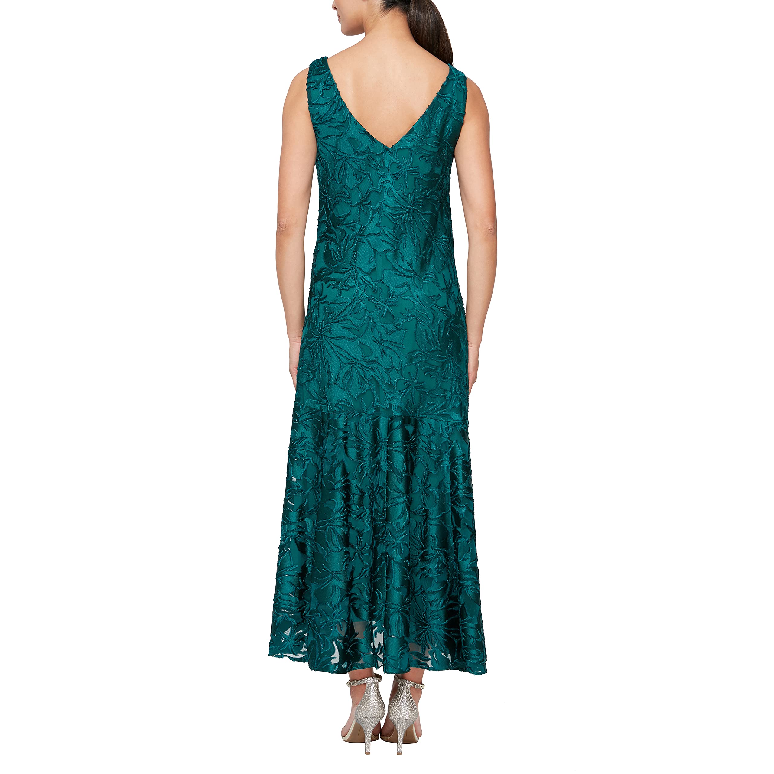 Alex Evenings Women's Formal Sleeveless Cowl Neck Floral Print Gown with Shawl - Elegant Wedding Guest Dress & Mother of The Bride Gown for Evening Parties, Galas & Special Occasions