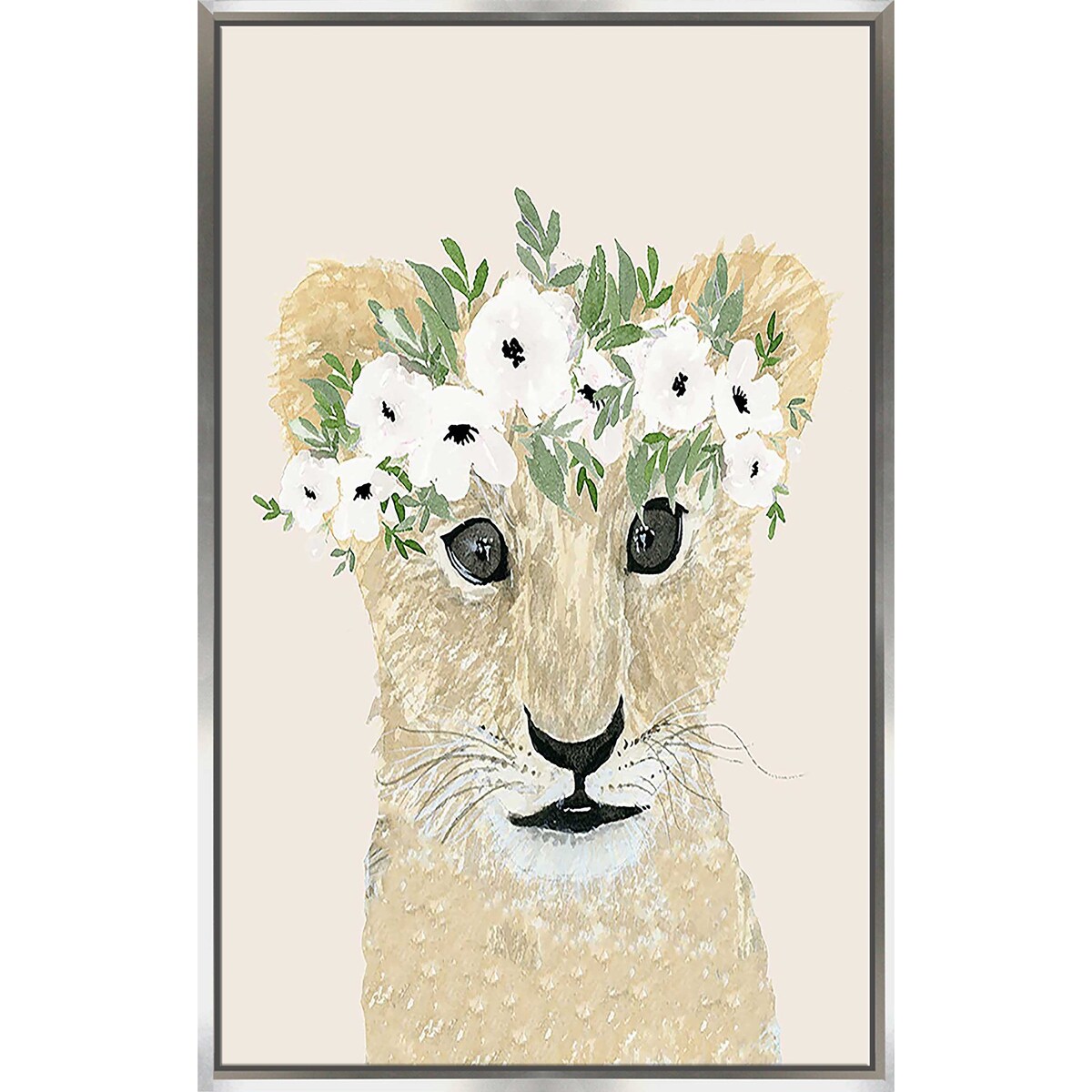 Little Lion Print Floating Canvas Wall Art - Modern Home Decor for Living Room, Bedroom & Nursery
