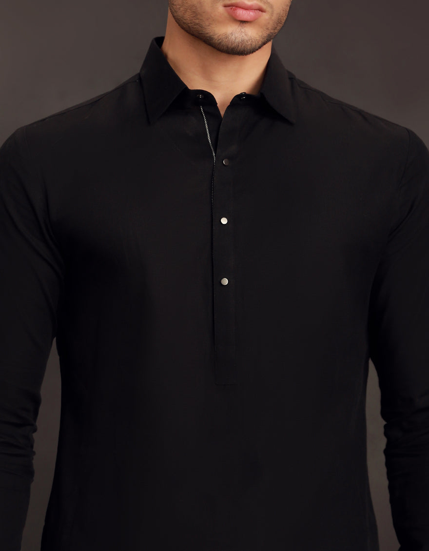 Premium Cotton Black Shalwar Kameez by J. Junaid Jamshed - Traditional Pakistani Outfit for Men, Eid & Wedding Party Wear