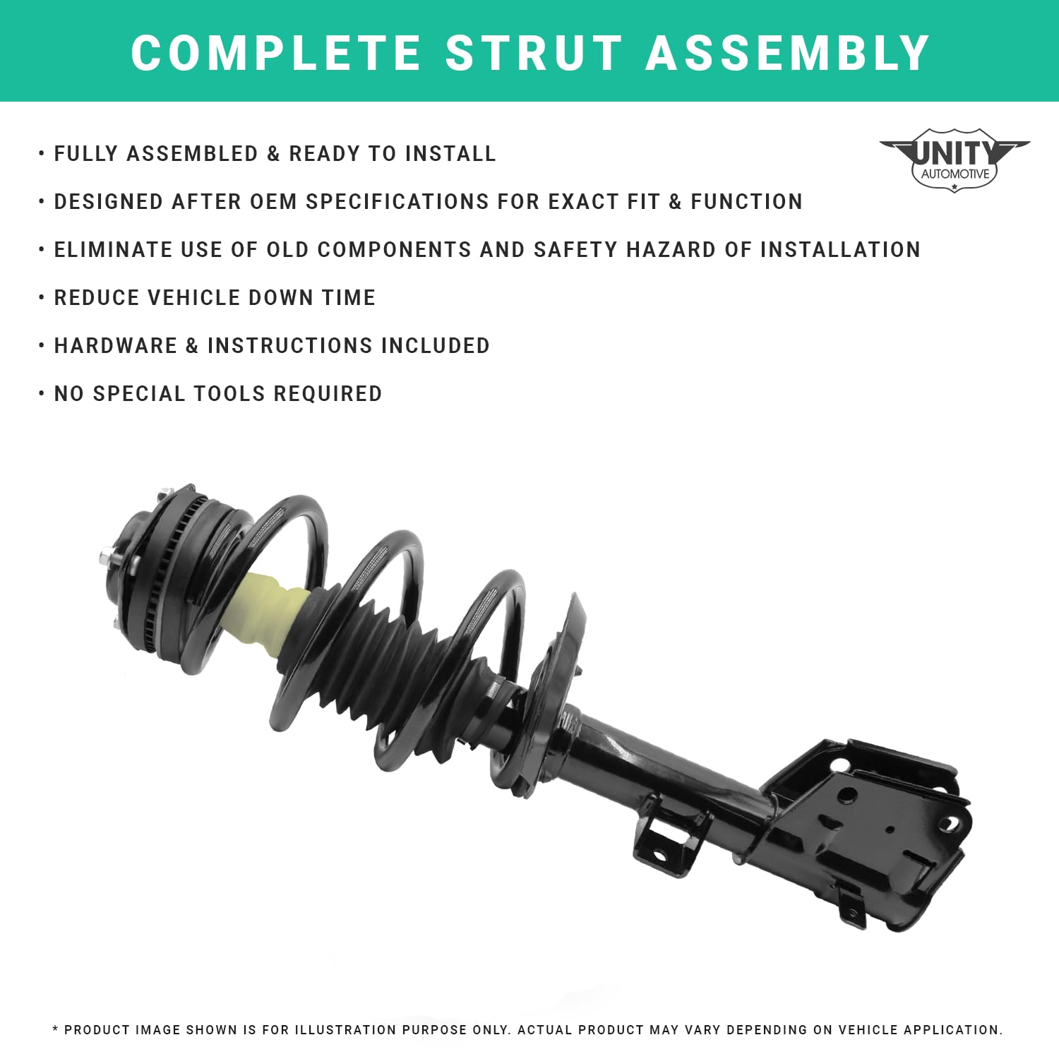 UNITY AUTOMOTIVE 11218 Front Right Complete Strut Assembly for 2013-2017 Honda Accord - Perfect for Smooth Ride & Suspension Repair | Replacement Part for Sedan, Commuting & Daily Driving