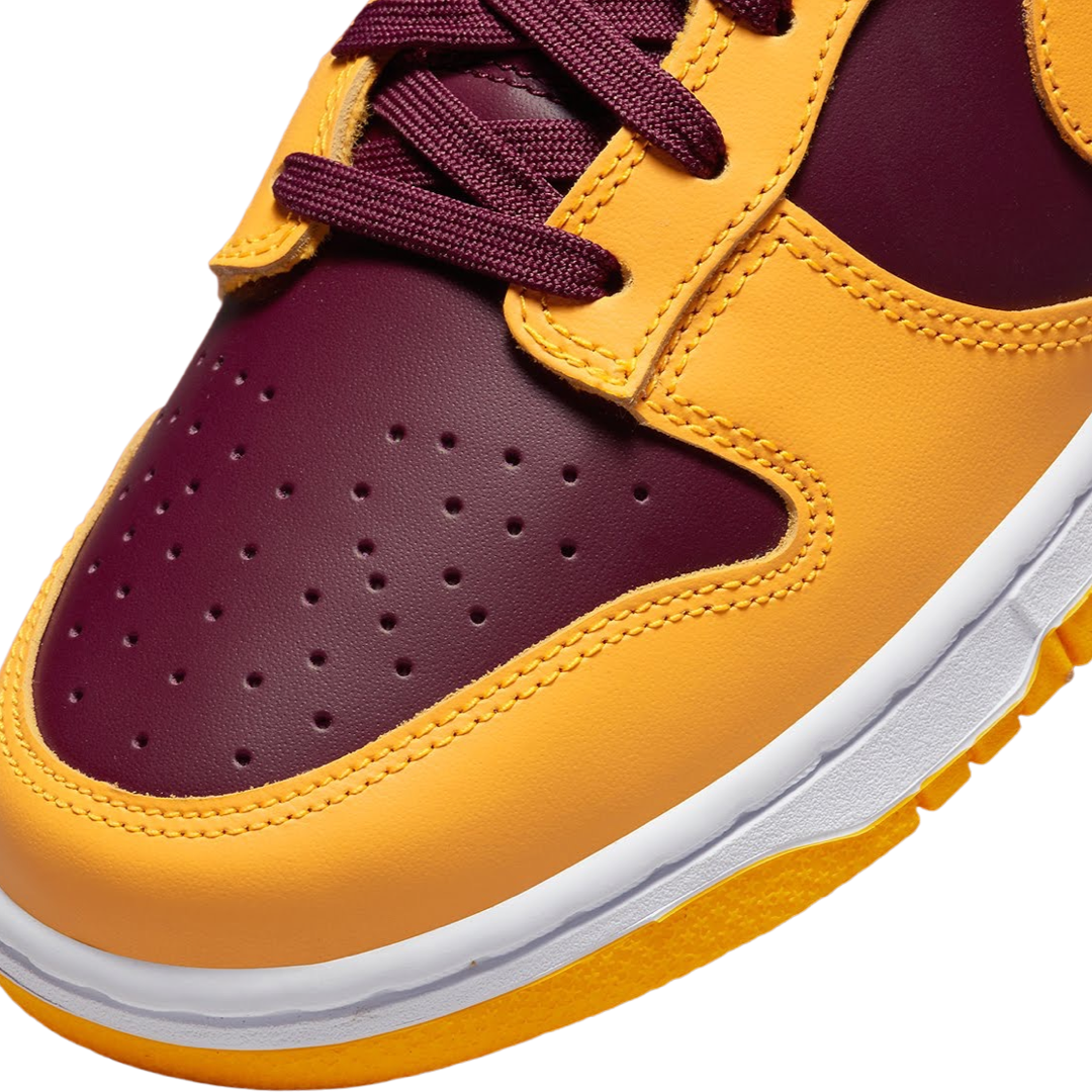 Nike Dunk Low Retro Sneakers - Arizona State Burgundy, University Gold & White | Men's & Women's Casual Shoes for Streetwear & College Fashion