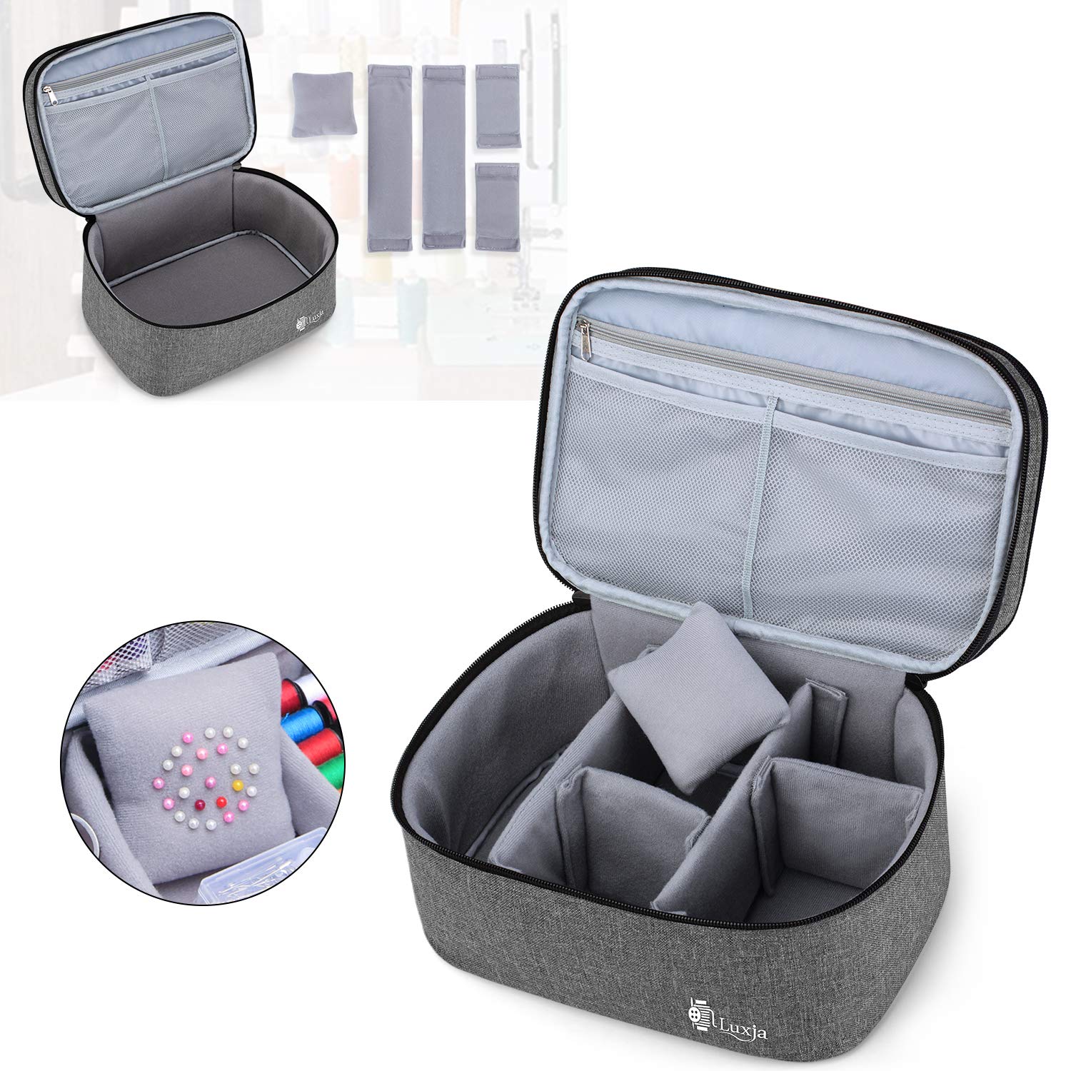 Luxja 2-Layer Sewing Organizer Bag - Storage for Needles, Thread & Sewing Kit Accessories - Perfect for Home, Travel & Craft Projects