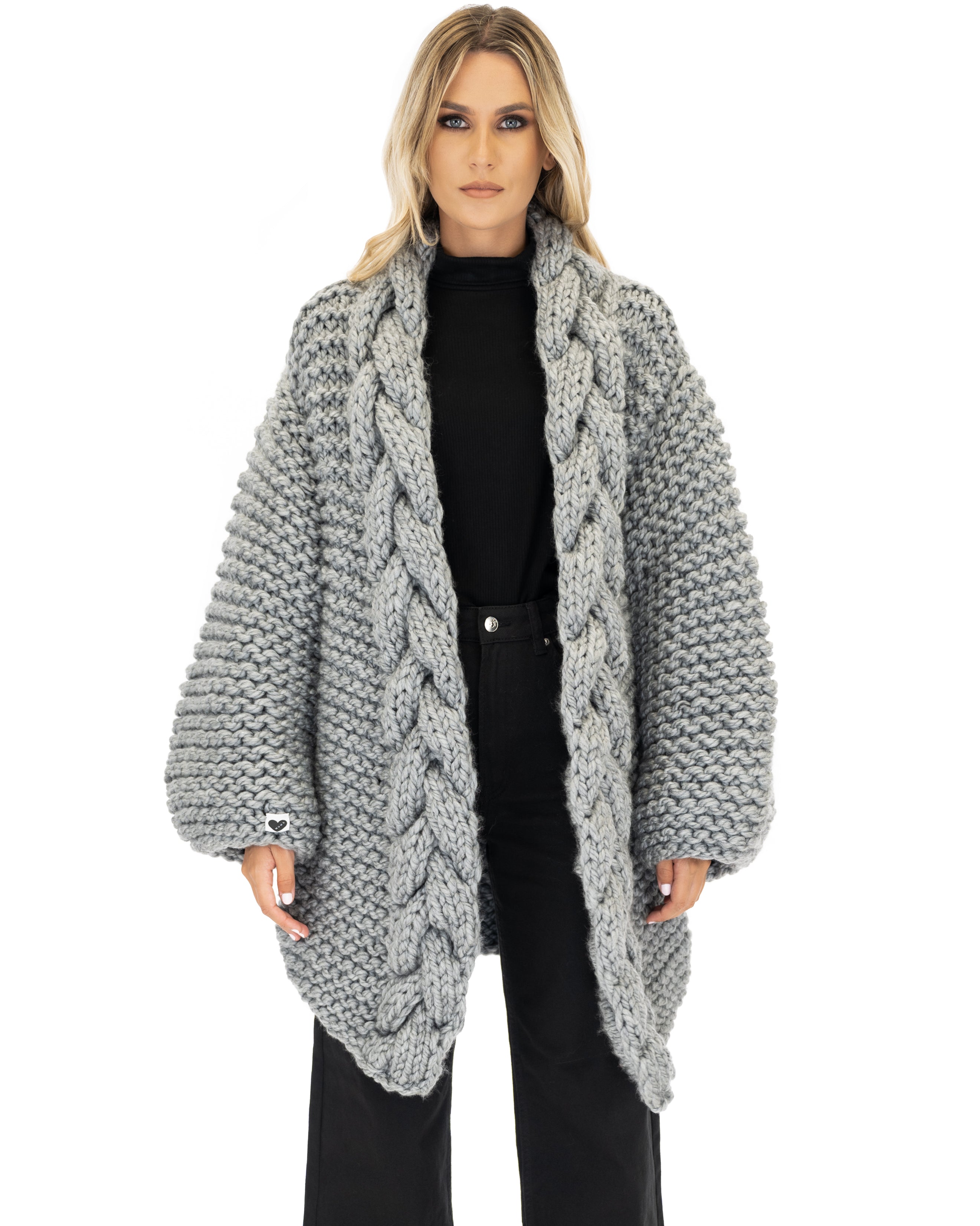Women's Cable Knit Coat - Soft Wool Winter Jacket for Ladies - Perfect for Cold Weather, Office Wear & Casual Outfits